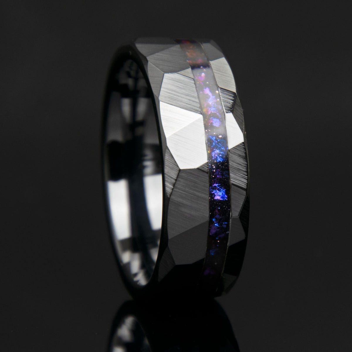 Moss Agate Faceted Offset Black Ceramic Ring Copperbeard Jewelry