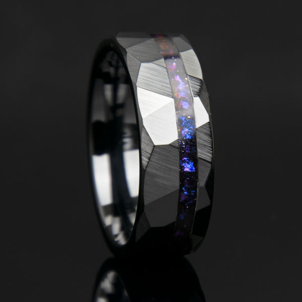 Moss Agate Faceted Offset Black Ceramic Ring Copperbeard Jewelry