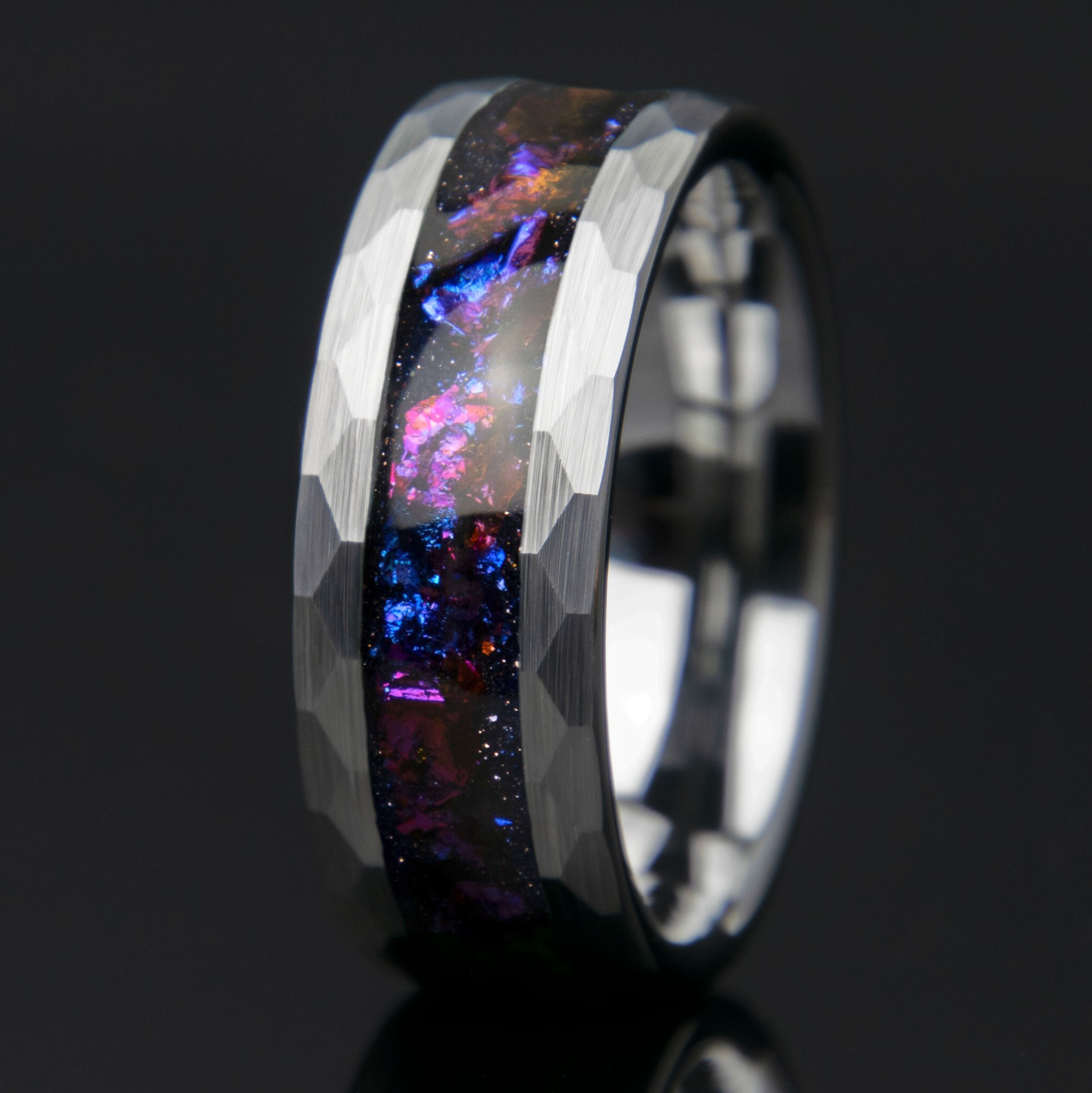 Galaxy Style Hammered Tungsten Men's Ring – Copperbeard Jewelry