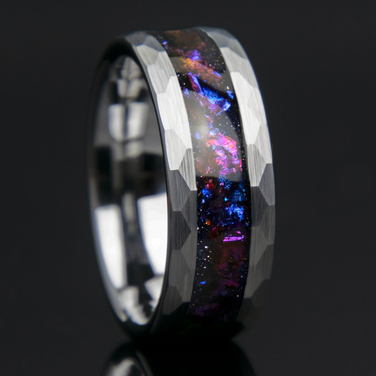 Galaxy Style Hammered Tungsten Men's Ring Copperbeard Jewelry