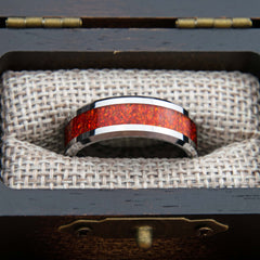 Flame Red Opal Tungsten Men's Ring Copperbeard Jewelry