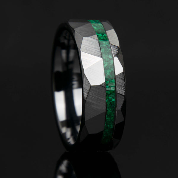 Sapphire Hammered Black Ceramic Offset Ring Copperbeard Jewelry