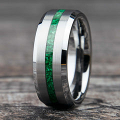 Malachite Ring With Tungsten Thin Line Band Copperbeard Jewelry