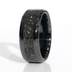 Clearance Meteorite Black Ceramic Ring Size 7.5 - 8mm Width Copperbeard Jewelry