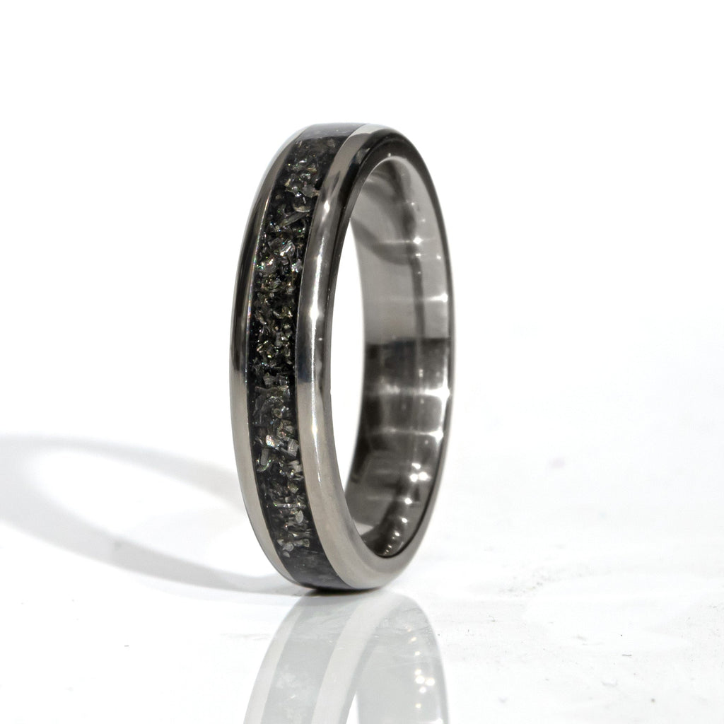 Clearance Meteorite Titanium Ring Size 5 - 4mm Width Copperbeard Jewelry