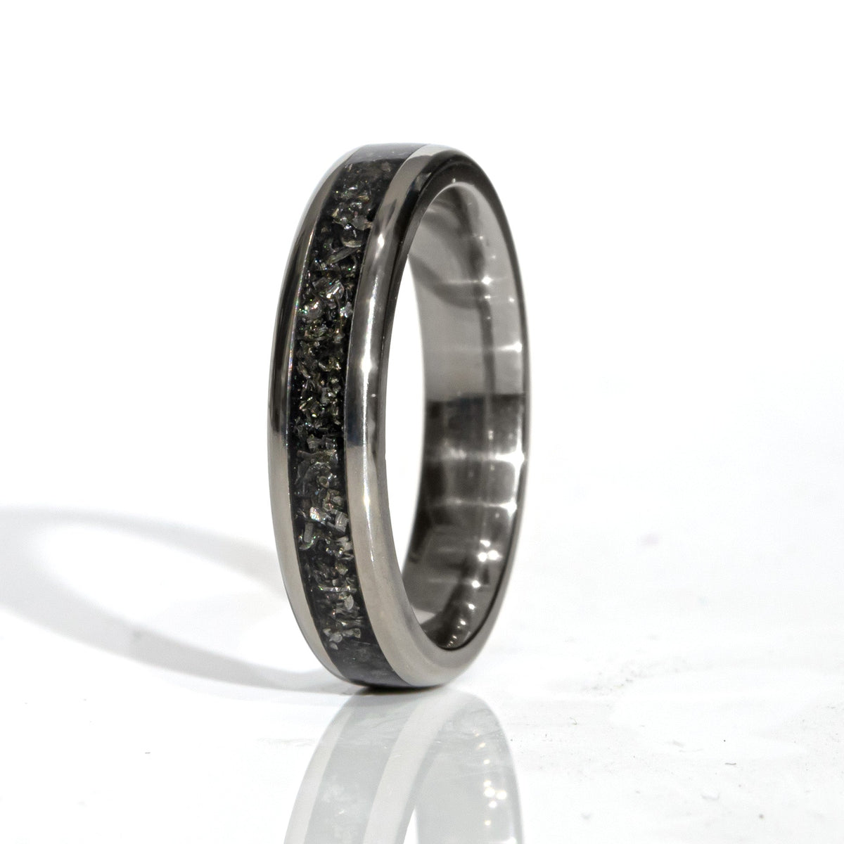 Clearance Meteorite Titanium Ring Size 5 - 4mm Width Copperbeard Jewelry