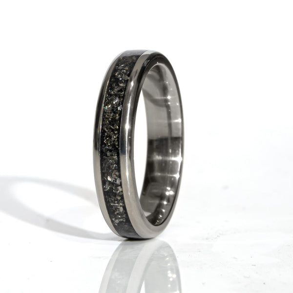 Clearance Meteorite Titanium Ring Size 5 - 4mm Width Copperbeard Jewelry