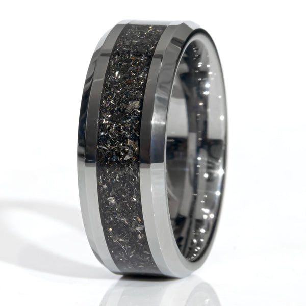 Clearance Meteorite Tungsten Ring Size 9.5 - 8mm Width Copperbeard Jewelry