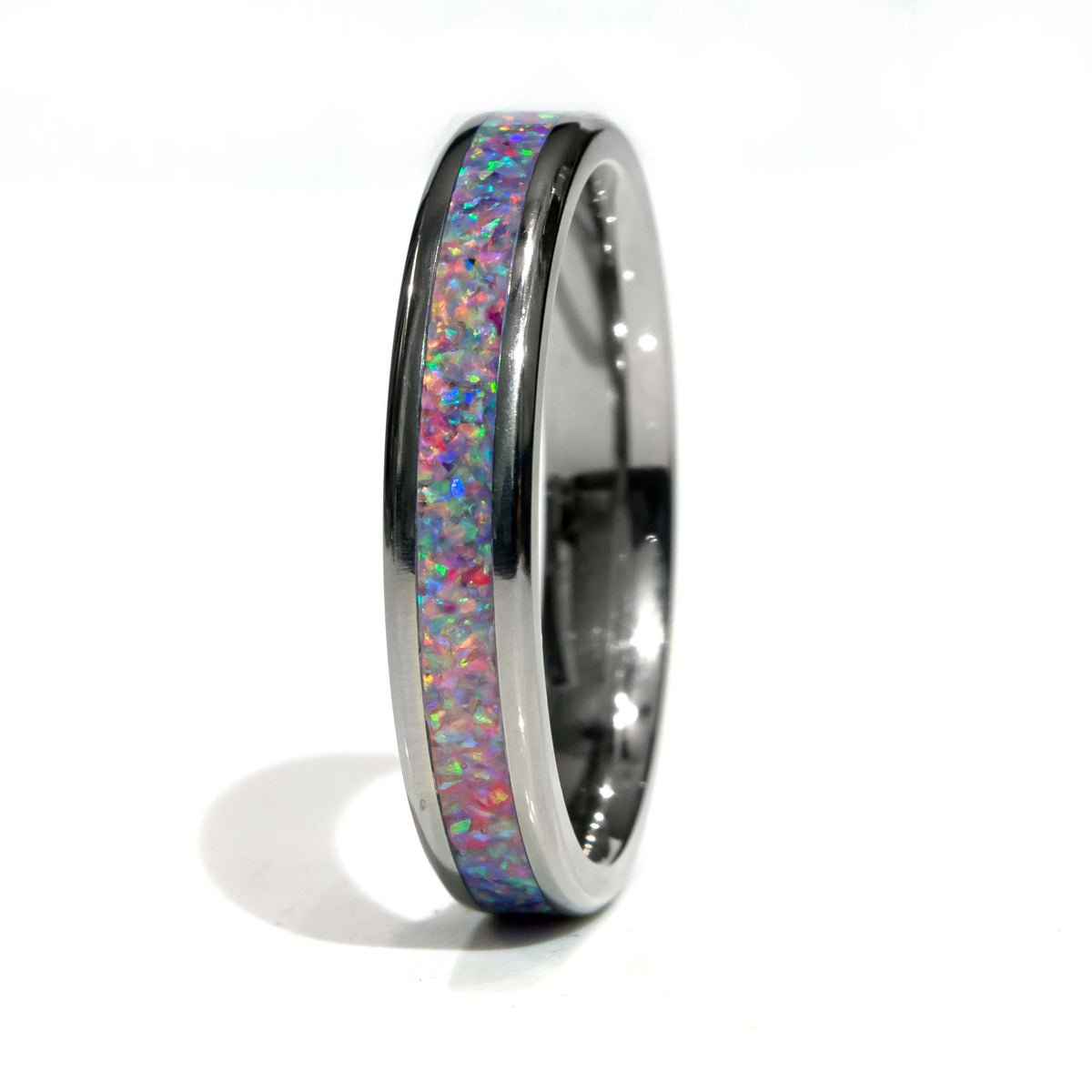 Clearance Pastel Opal Mix Titanium Size 9 - 4mm Width Copperbeard Jewelry Main image