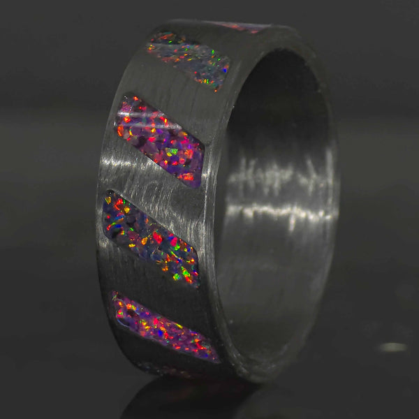 The Violet Veil - Purple Fluorite Carbon Fiber Ring Copperbeard Jewelry