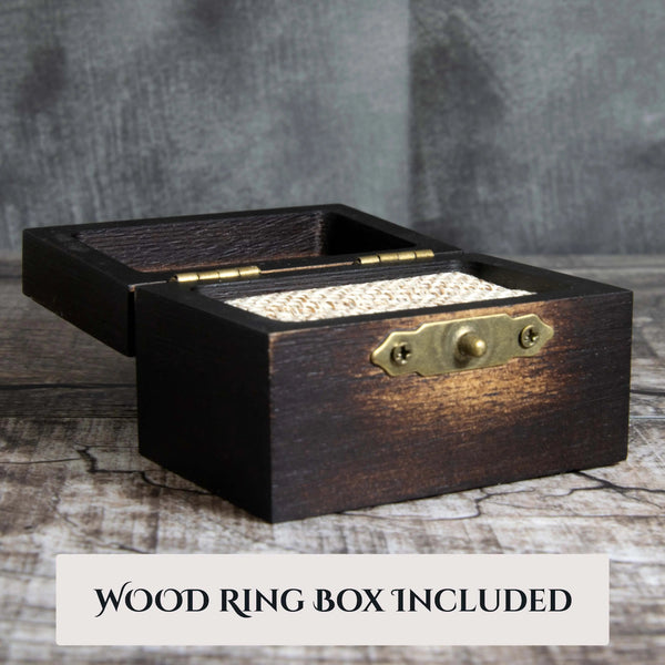 Blue Apatite Tungsten Hammered Edge Ring Copperbeard Jewelry