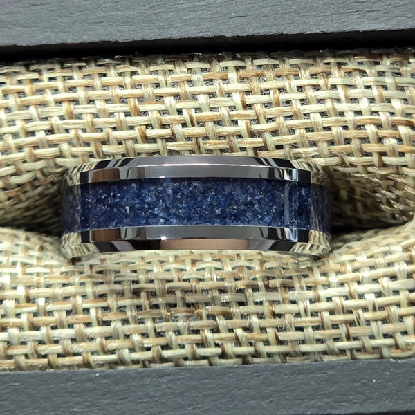Sapphire Tungsten Center Line Ring Copperbeard Jewelry