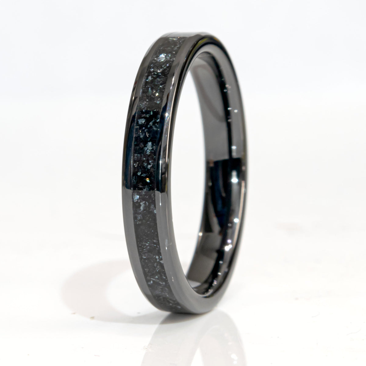 Clearance Specularite Hematite Black Ceramic Ring Size 10.5 4mm Width Copperbeard Jewelry Main image