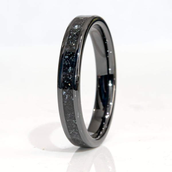 Clearance Specularite Hematite Black Ceramic Ring Size 10.5 4mm Width Copperbeard Jewelry