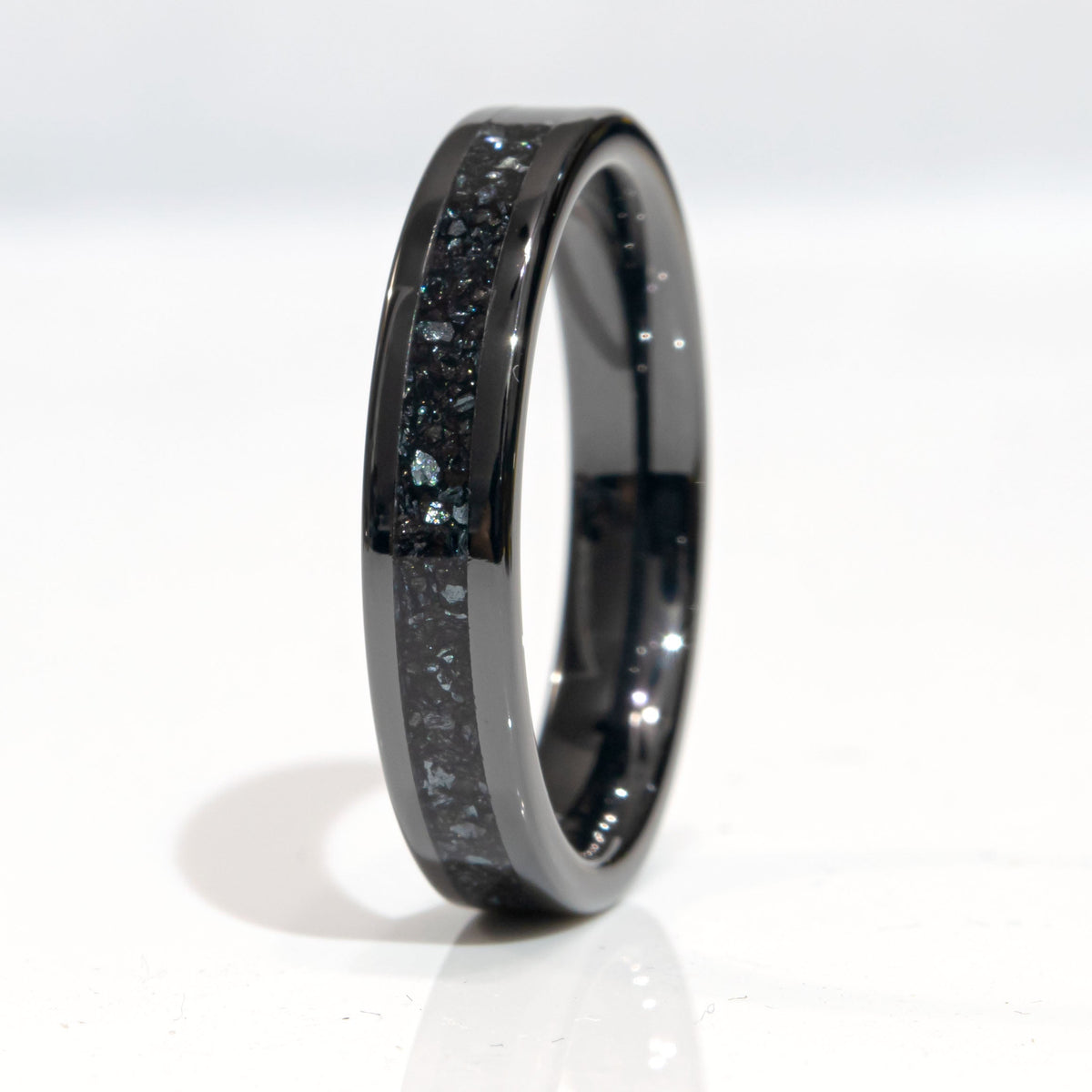 Clearance Specularite Black Ceramic Beveled Size 8.5 - 4mm Width Copperbeard Jewelry Main image