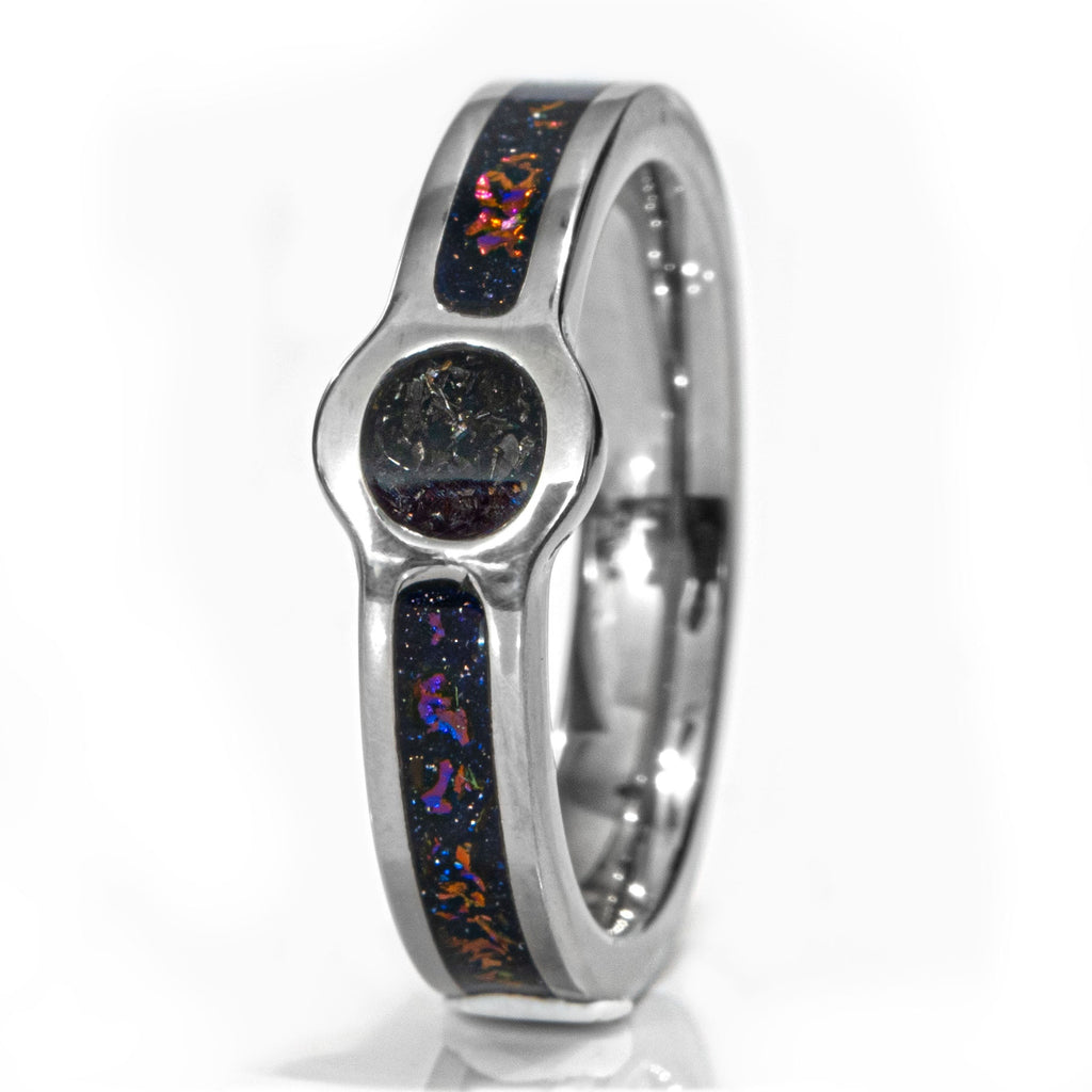 Galaxy And Meteorite Titanium Cup And Channel Ring Copperbeard Jewelry