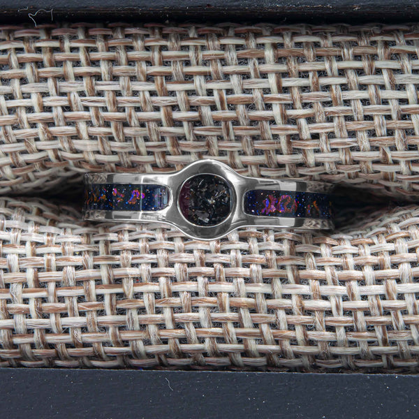 Galaxy And Meteorite Titanium Cup And Channel Ring Copperbeard Jewelry