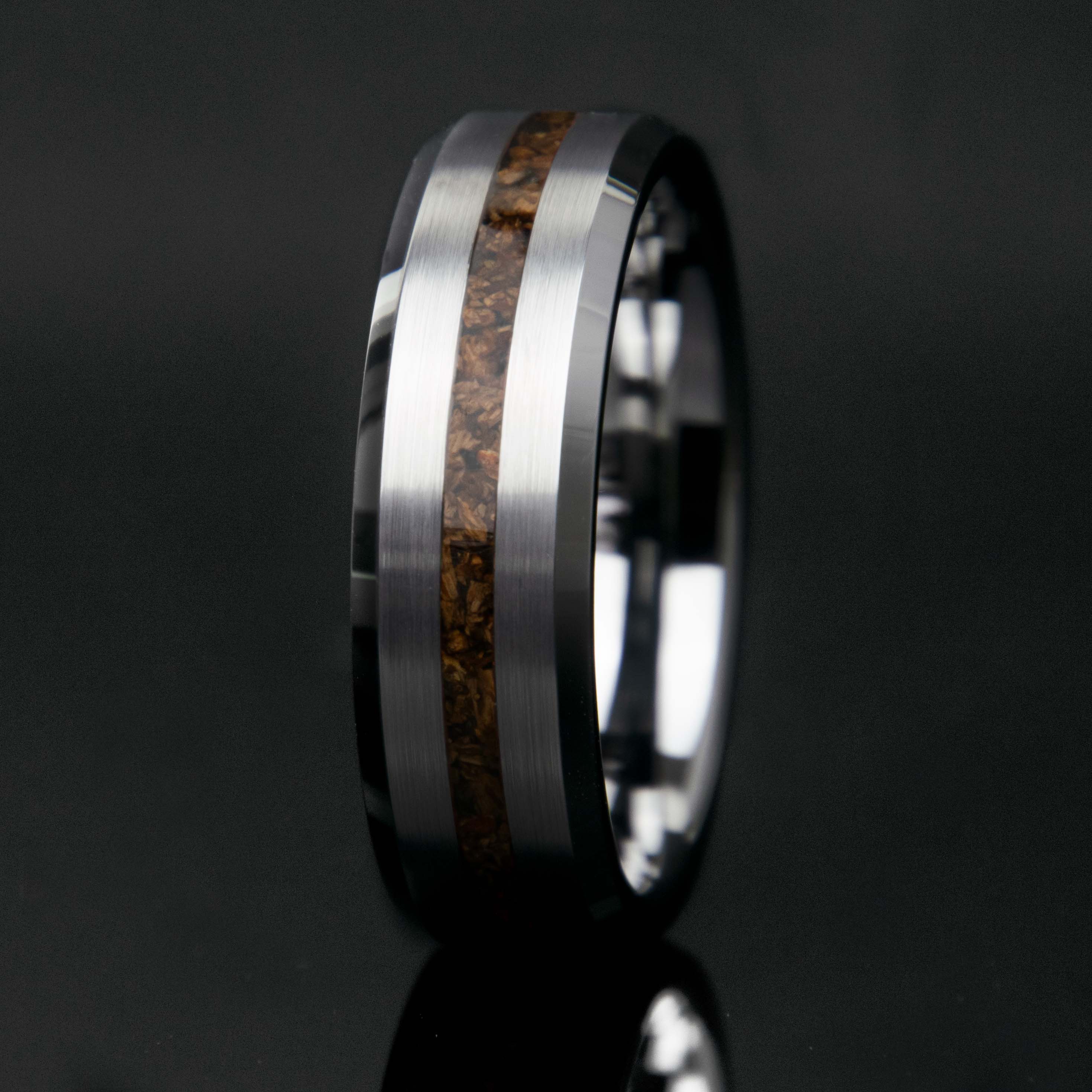 Dinosaur Bone Ring With Tungsten Thin Line Band Secondary image