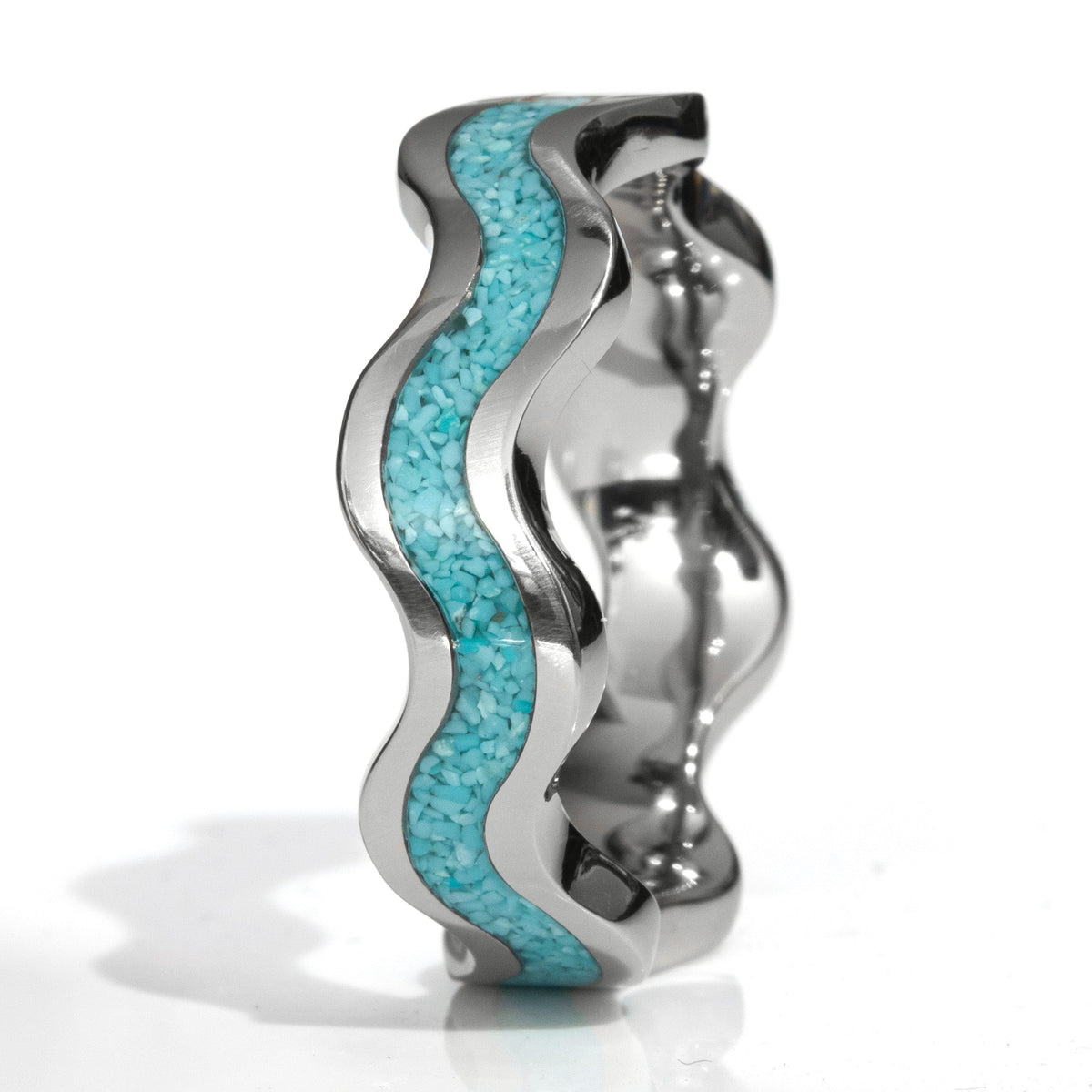 Galaxy And Meteorite Titanium Cup And Channel Ring Copperbeard Jewelry