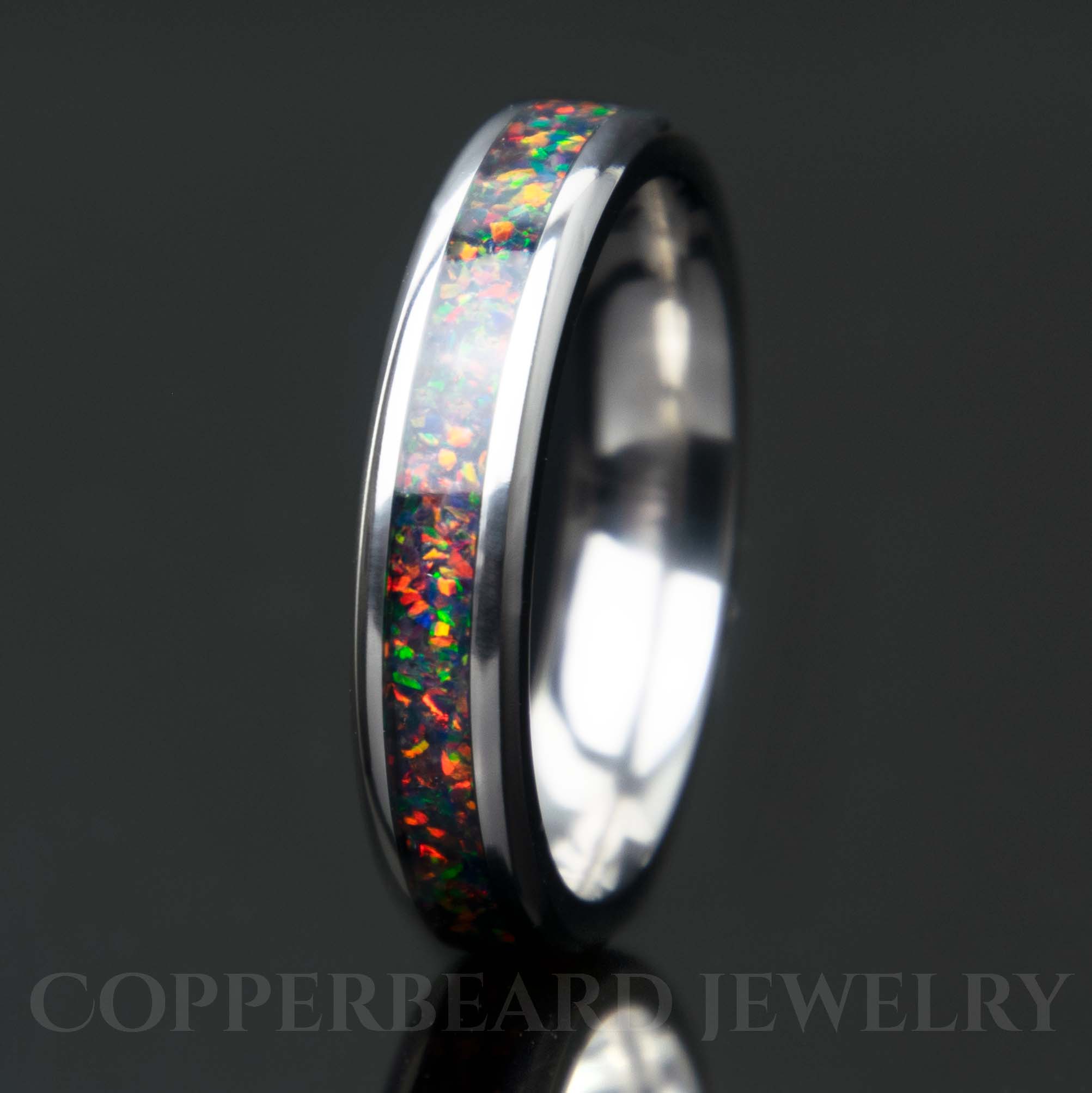Black Fire Opal Titanium Women's Wedding Band Secondary image