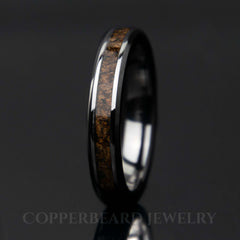 Dinosaur Bone Black Ceramic Women's Wedding Band - Copperbeard Jewelry