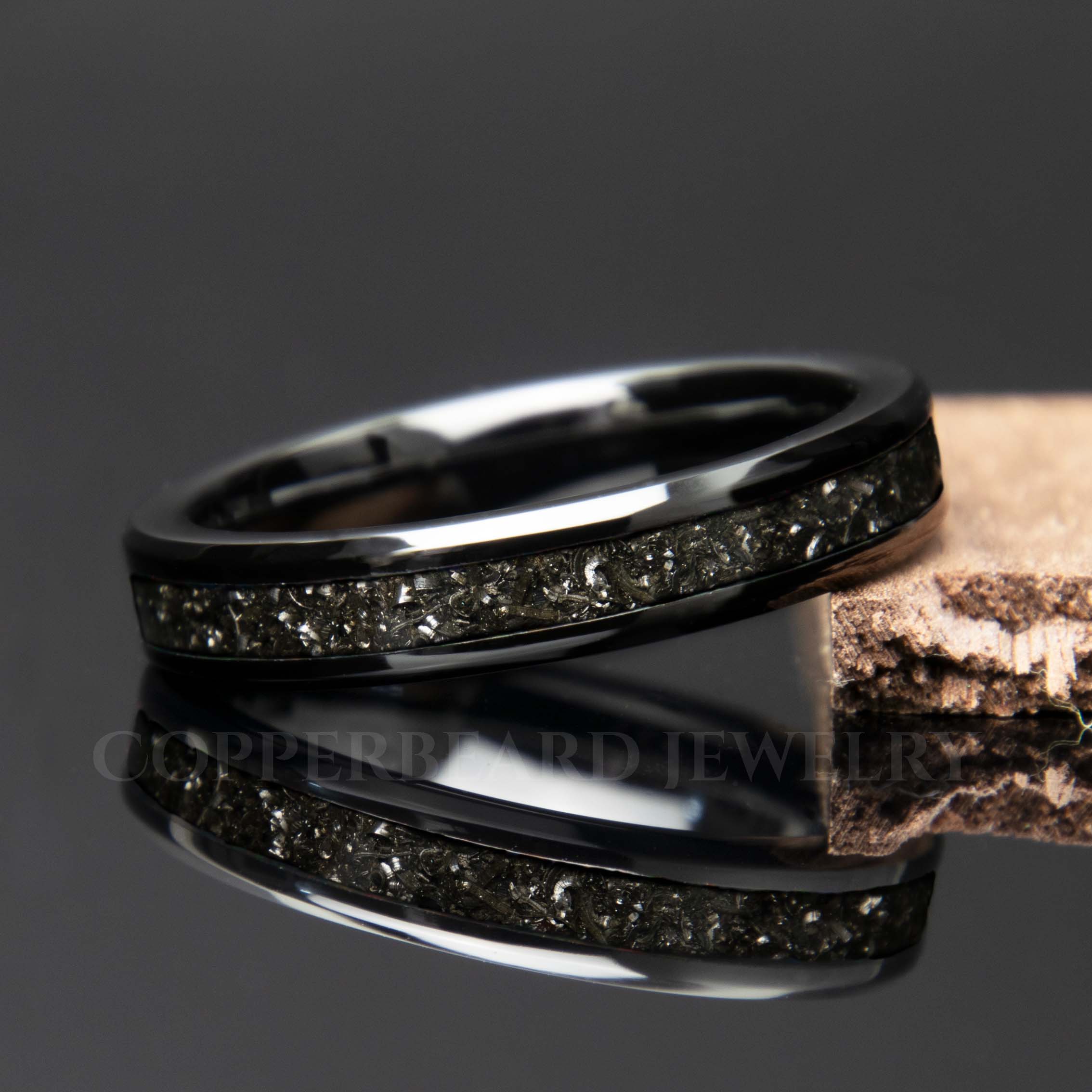 Meteorite Black Ceramic Women's Wedding Band - Copperbeard Jewelry