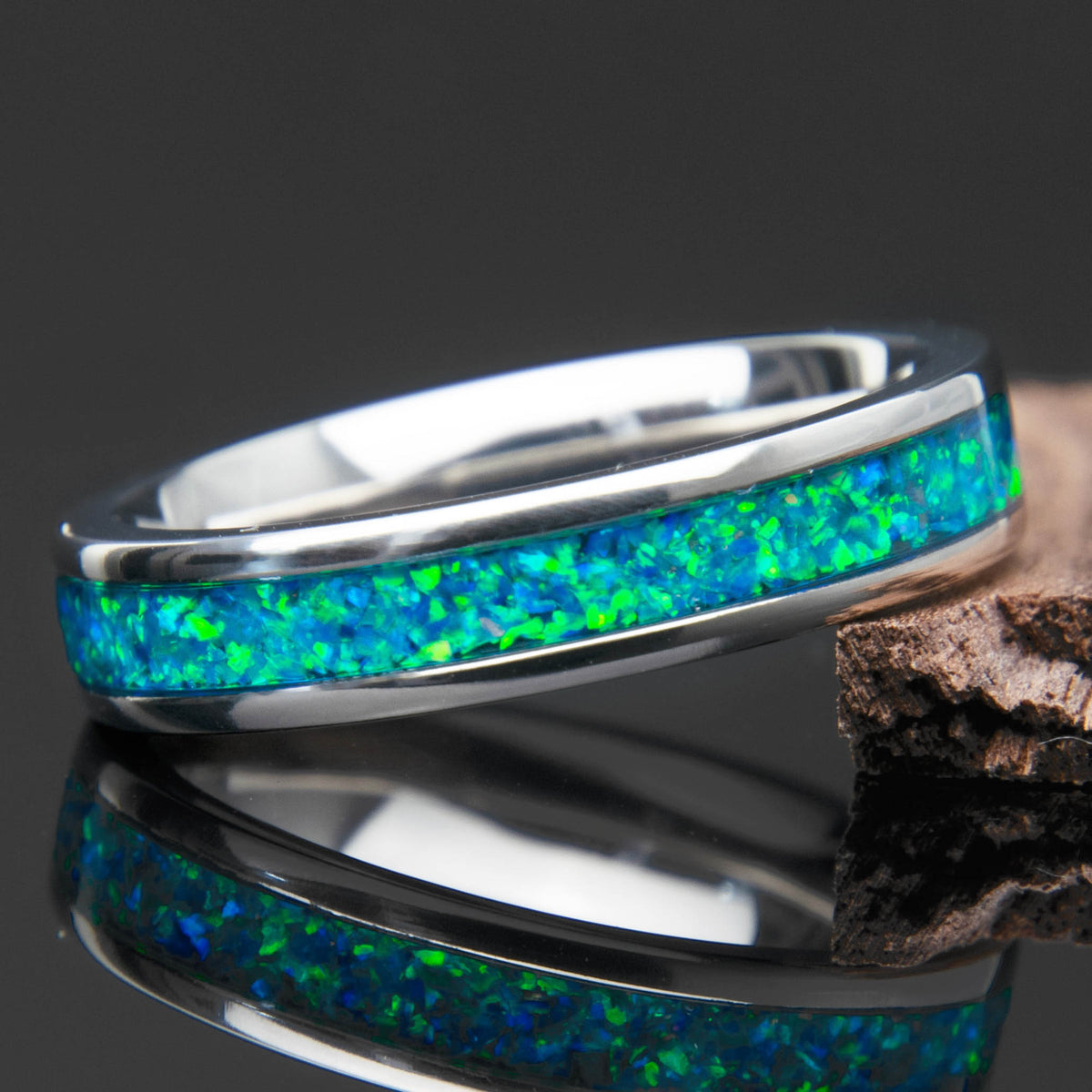 Ocean Blue Opal Women's Wedding Band Copperbeard Jewelry Main image