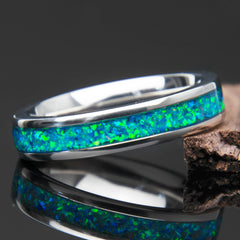 Ocean Blue Opal Women's Wedding Band Copperbeard Jewelry