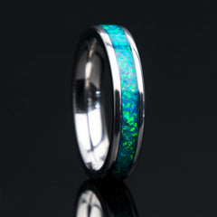 Ocean Blue Opal Women's Wedding Band Copperbeard Jewelry