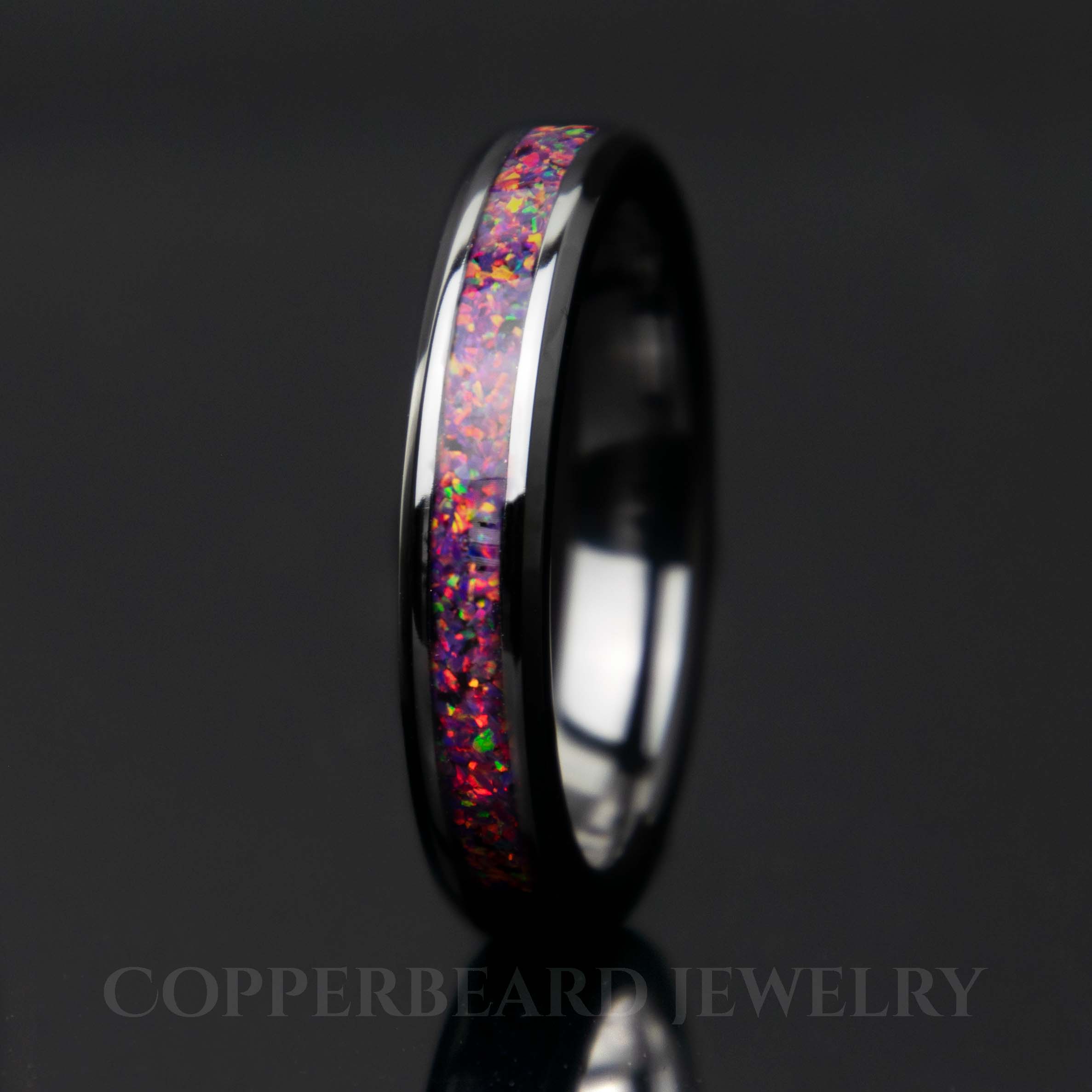 Purple Opal Black Ceramic Women's Wedding Band Secondary image