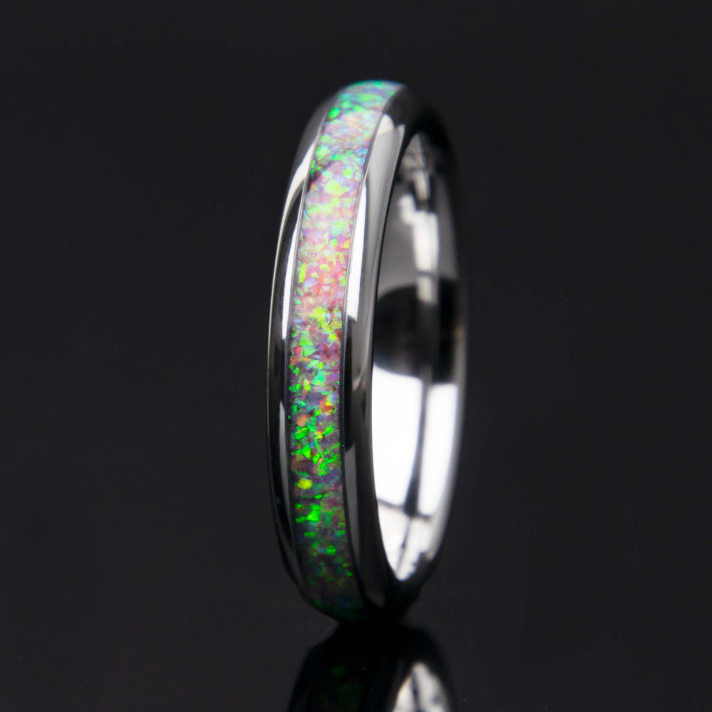 Deep Sea Opal Tungsten Women's Wedding Band - Copperbeard jewelry