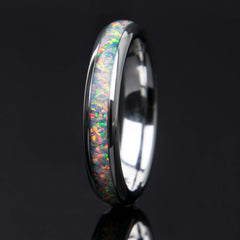 Grey And Blue Opal Tungsten Women's Ring Copperbeard Jewelry