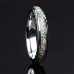 Grey And Blue Opal Tungsten Women's Ring Copperbeard Jewelry