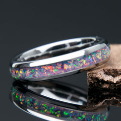 Pastel Purple Opal Women's Tungsten Ring Copperbeard Jewelry