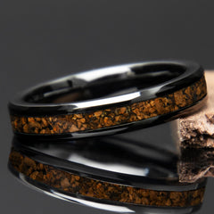 Dinosaur Bone Black Ceramic Women's Wedding Band Copperbeard Jewelry