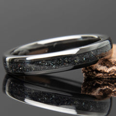 Womens 4mm Specularite Hematite Black Ceramic Ring - Copperbeard Jewelry