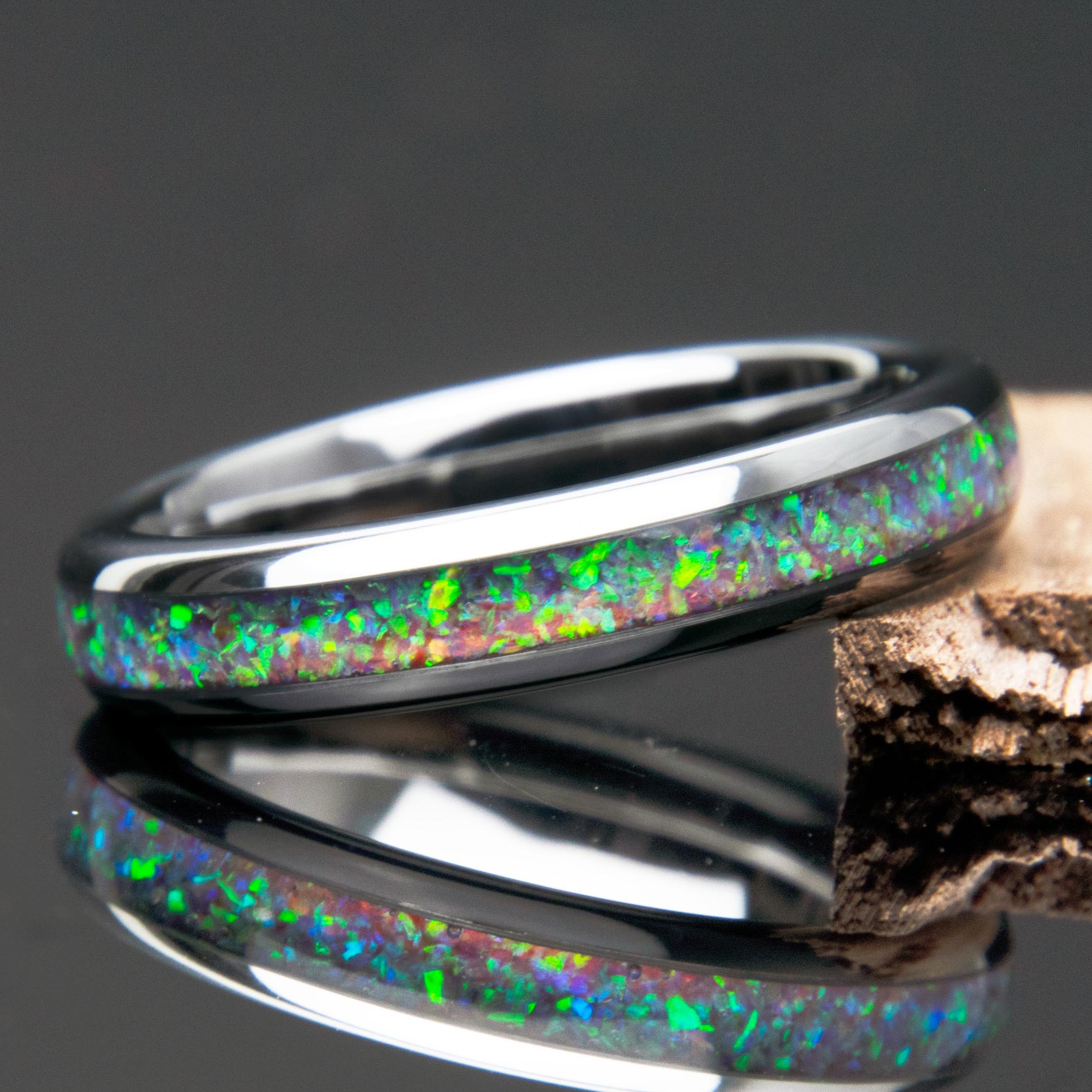 Deep Sea Opal Tungsten Women's Wedding Band - Copperbeard jewelry