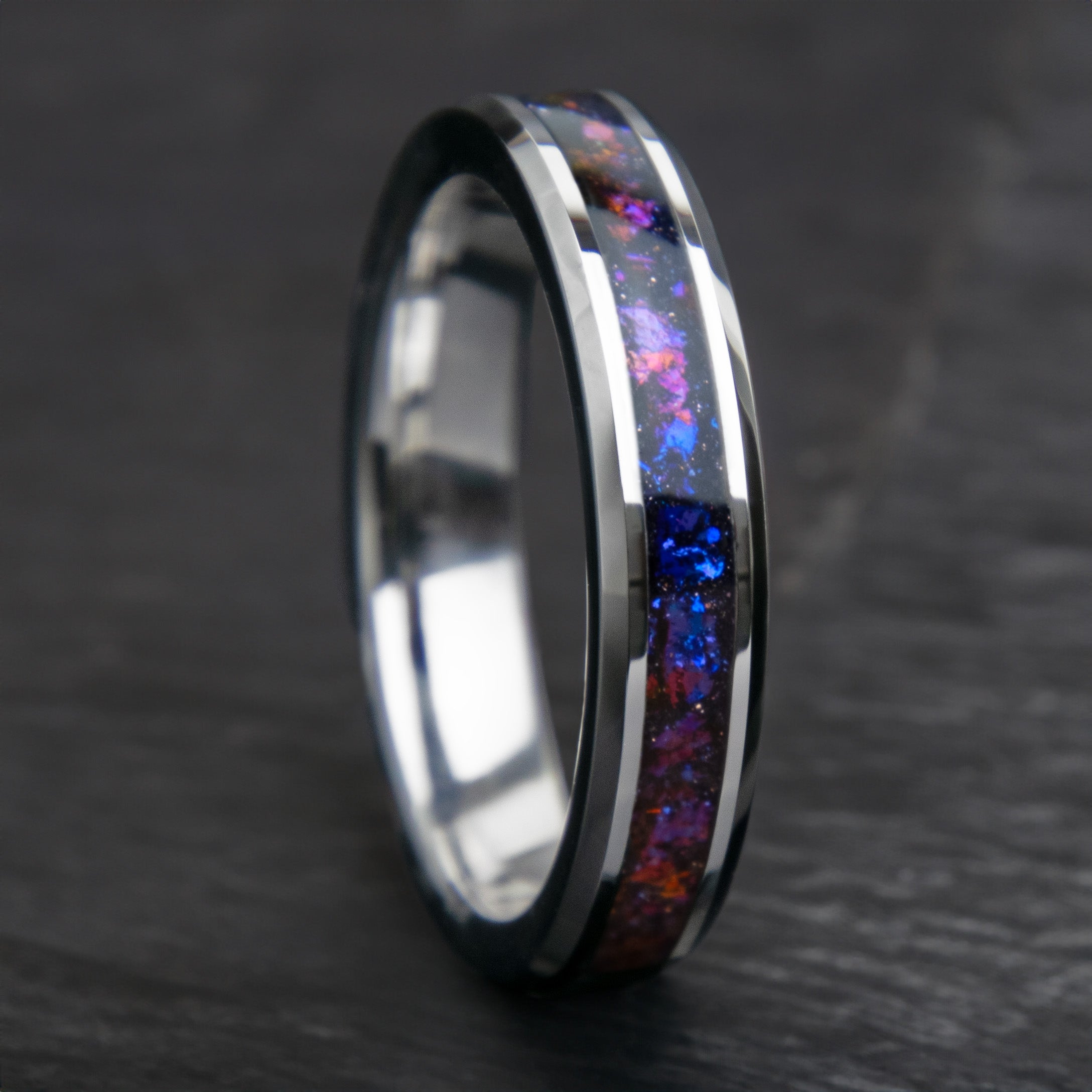 Galaxy Blue Sandstone Womens Thin Tungsten Ring 4mm Secondary image