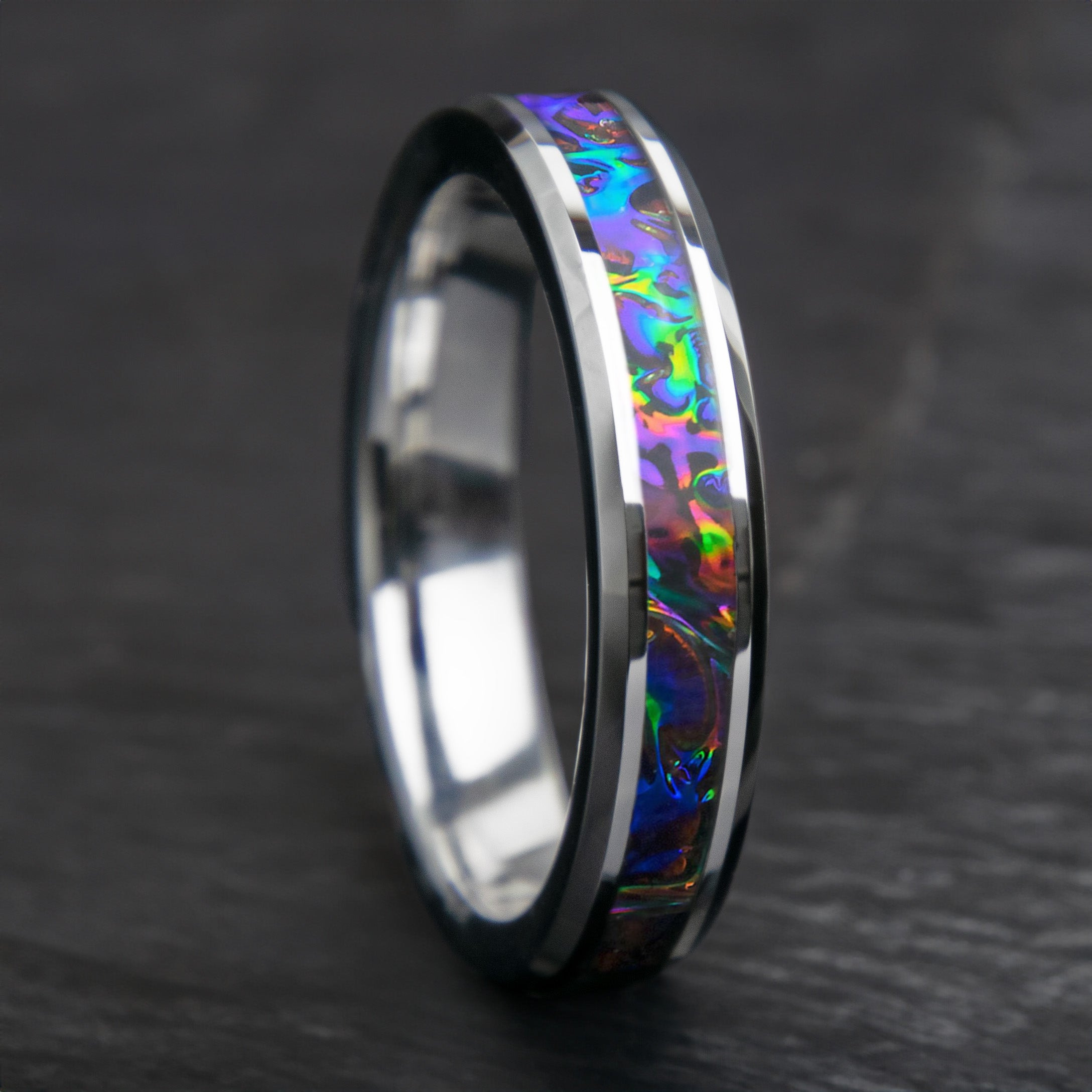 Womens Dichrolam Fire Burl Tungsten Ring 4mm Secondary image
