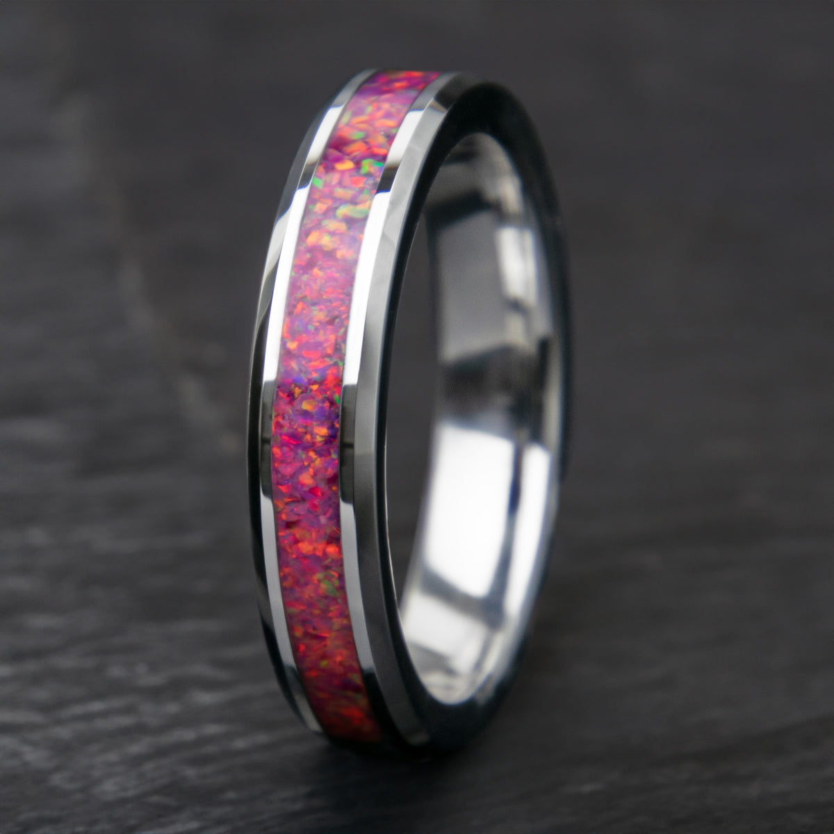Pink And Fuchsia Opal Womens Tungsten Ring Copperbeard Jewelry Main image