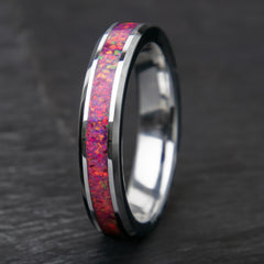 Pink And Fuchsia Opal Womens Tungsten Ring Copperbeard Jewelry