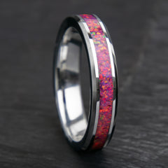 Pink And Fuchsia Opal Womens Tungsten Ring Copperbeard Jewelry
