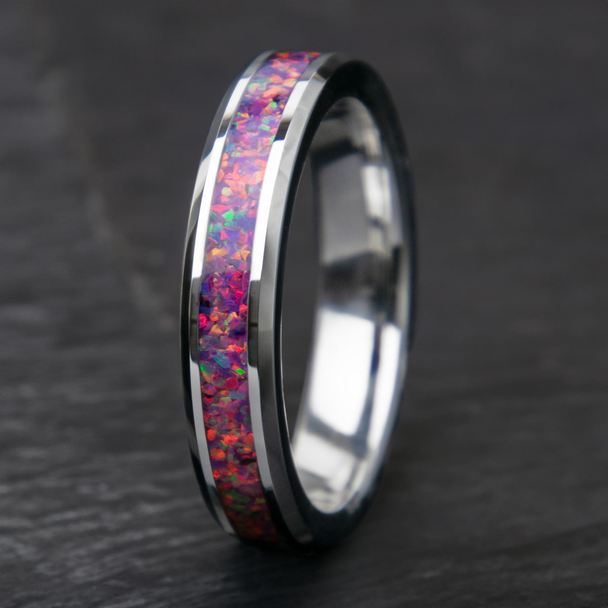 Purple Opal Tungsten Women's Wedding Band Copperbeard Jewelry Main image