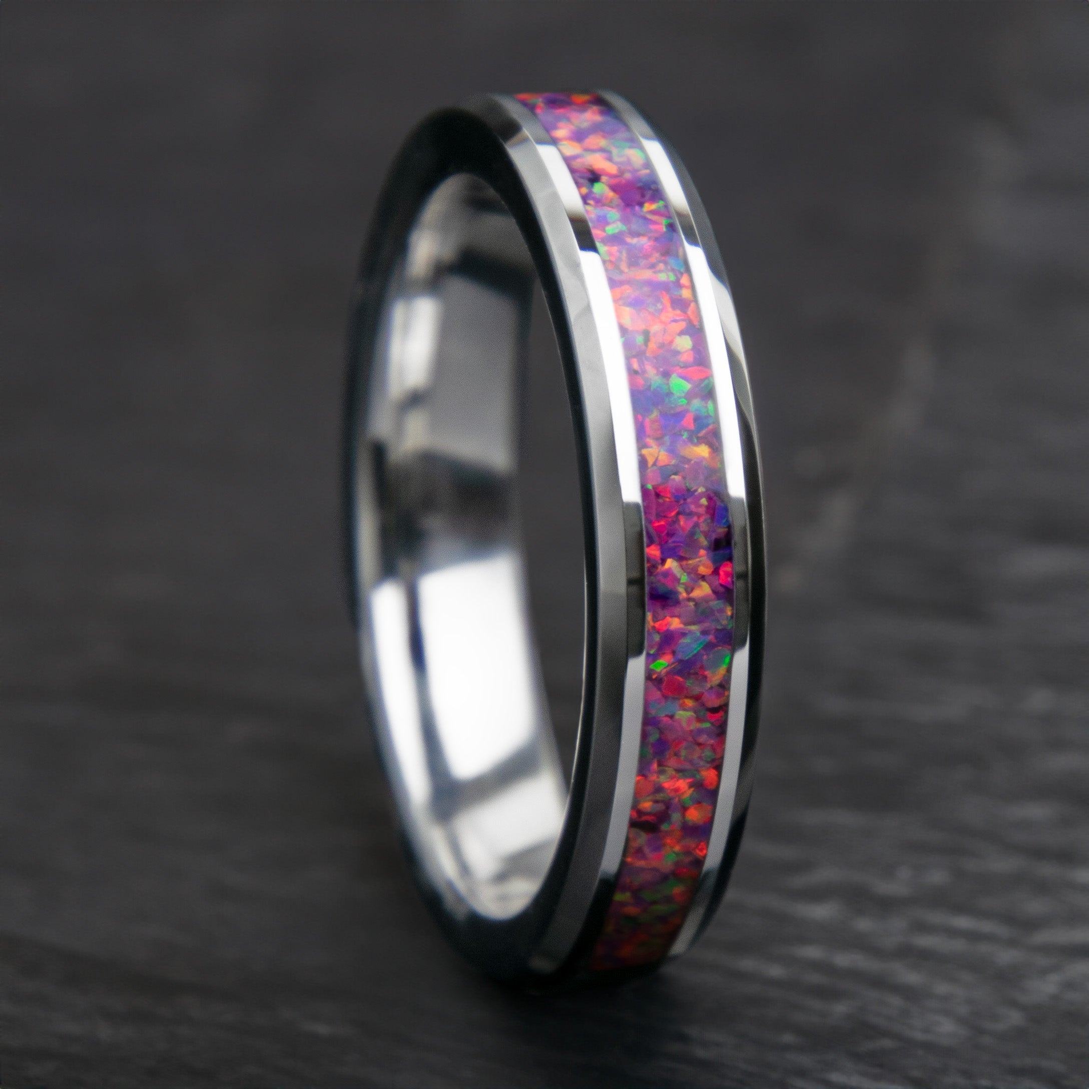 Purple Opal Tungsten Women's Wedding Band Secondary image