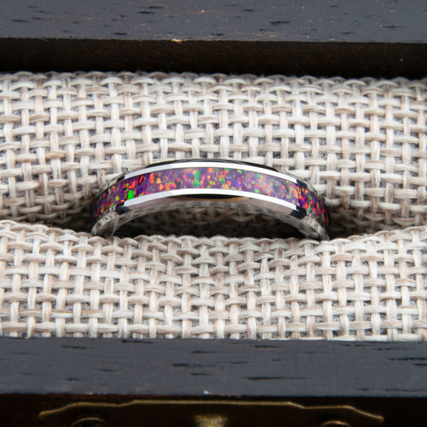 Purple Opal Tungsten Women's Wedding Band Copperbeard Jewelry