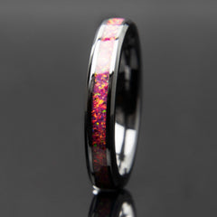 Pink And Fuchsia Opal Ring With Black Ceramic Band Copperbeard Jewelry