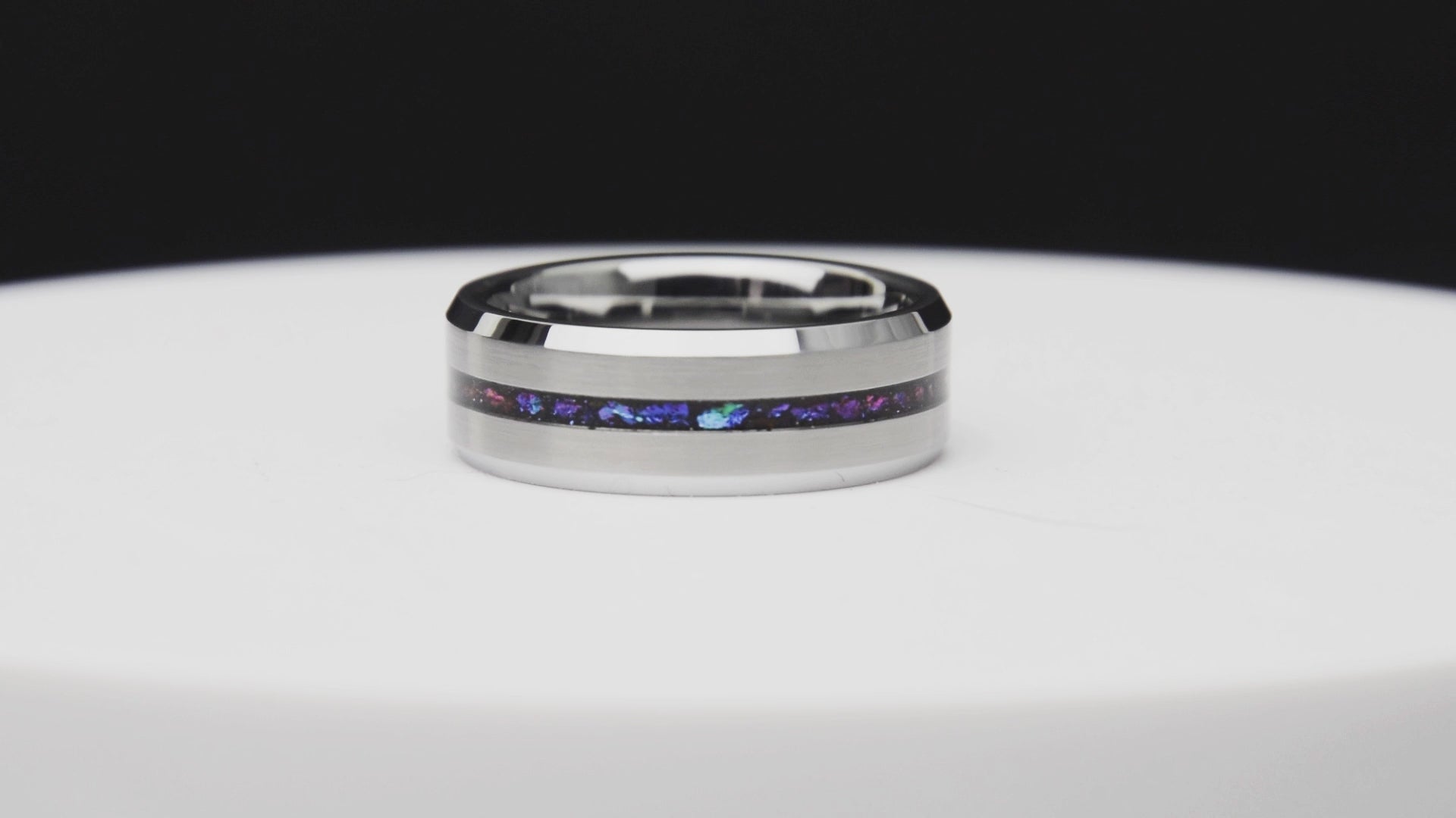 Galaxy Blue Sandstone Tungsten Ring - Men's Wedding Band Engagement Ring - Copperbeard Jewelry