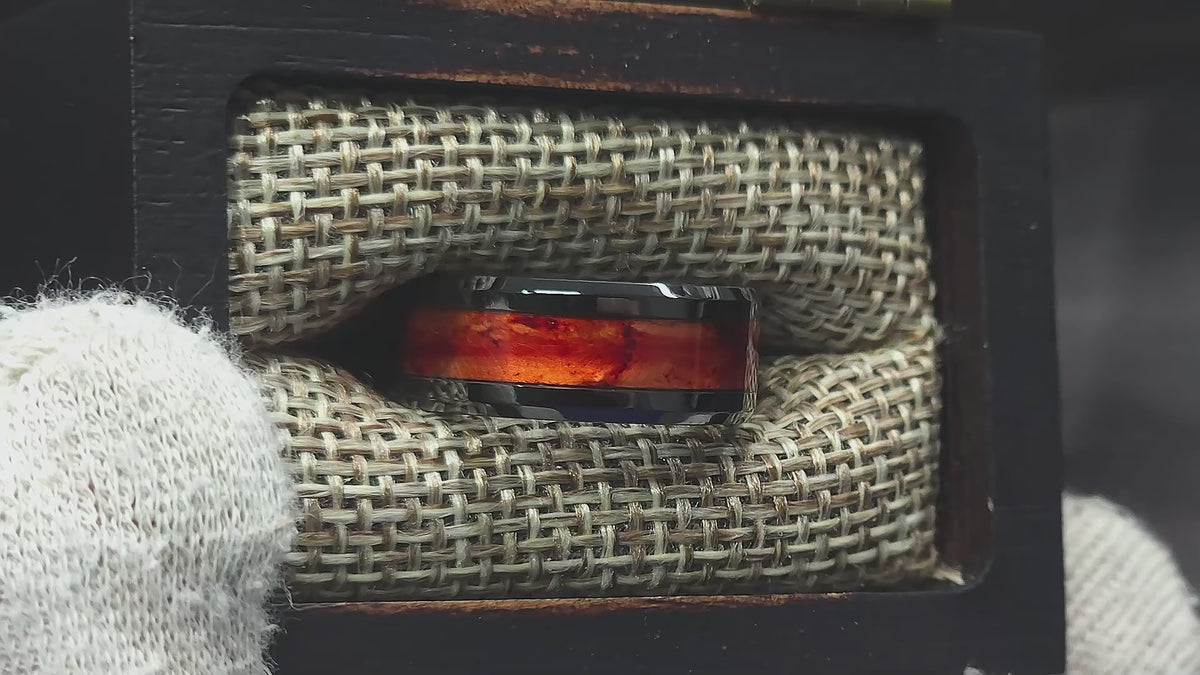 Mist Copper Patinated Copper Black Ceramic Ring