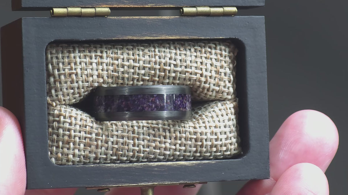 The Violet Veil - Purple Fluorite Carbon Fiber Ring