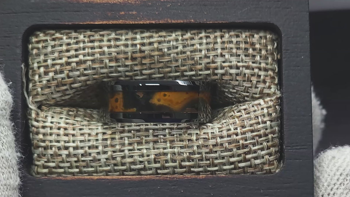 Sun Copper Patinated Copper Black Ceramic Ring